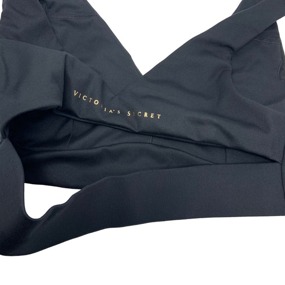 Victoria’s Secret Womens V Neck Sports Bra Size XL Black Back Cutout Activewear - Picture 4 of 8